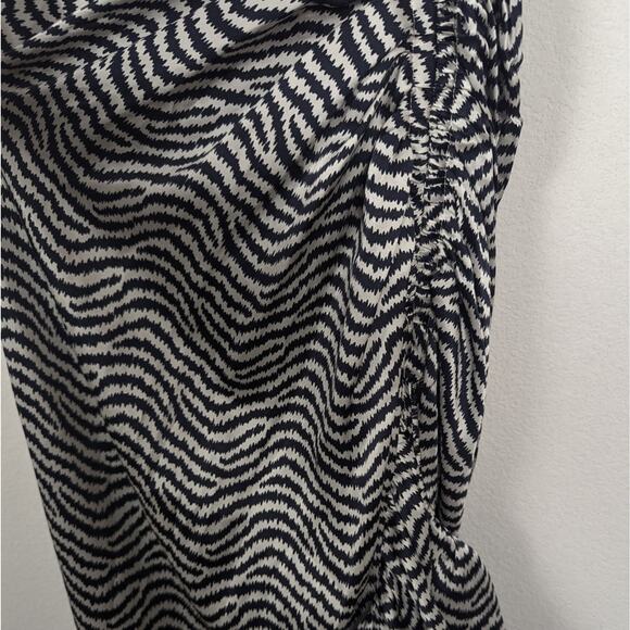 Cinq à Sept Silk Christel Ivory Navy Asymmetrical One Shoulder Dress Size 2 - Picture 5 of 11